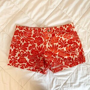 J. Crew Shorts Women’s Size 6 Cotton Chino Floral Red Orange Color